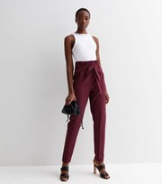 New Look Tall Burgundy Paperbag Trousers